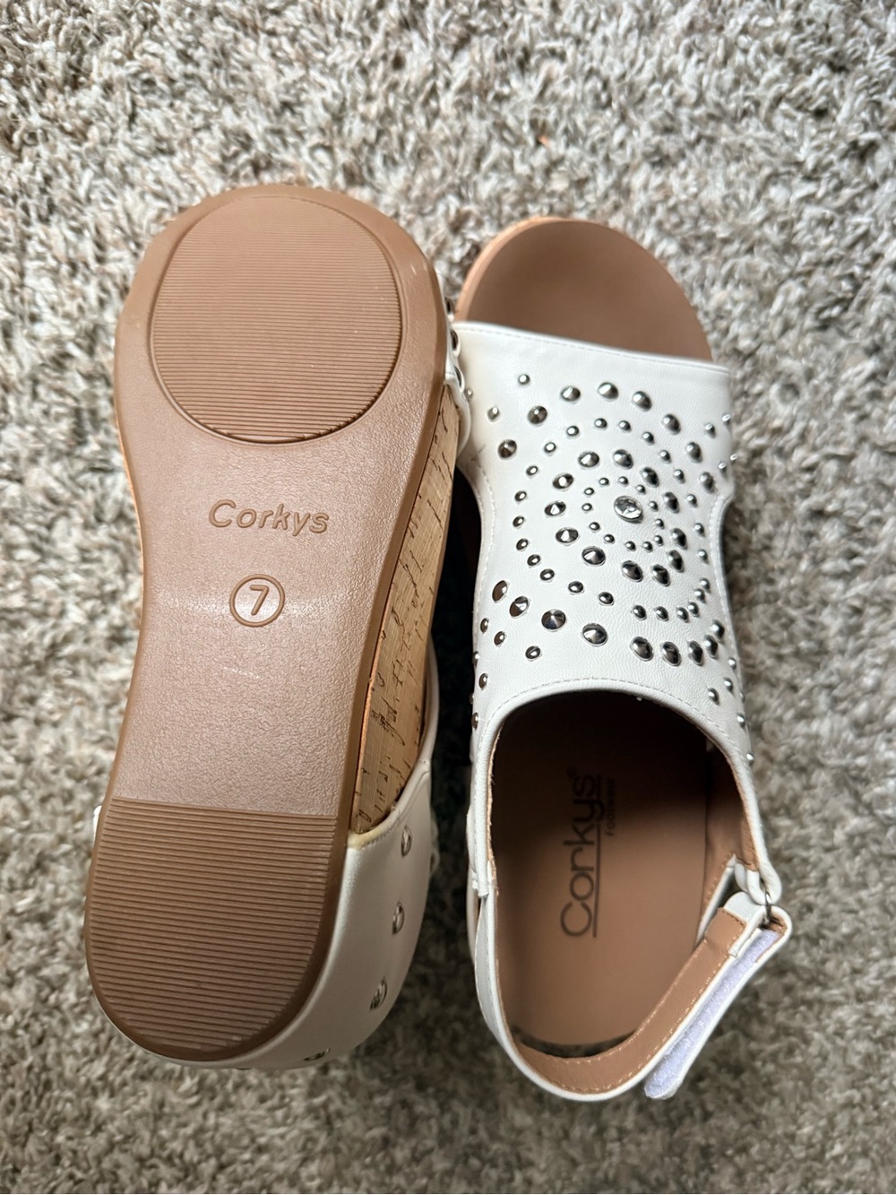 Corkys White Studded Wedge Sandal - Picture 3 of 3
